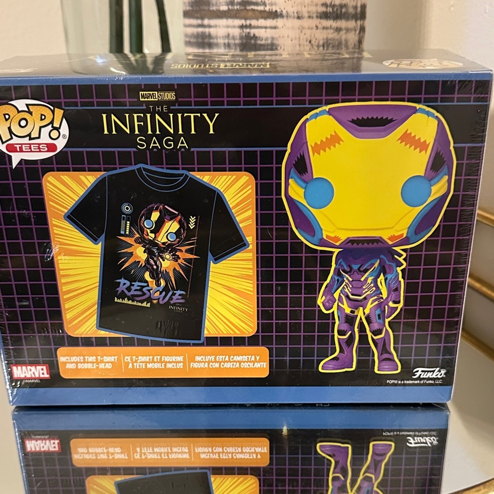 Marvel Funko POP iron man bobble head toy Tee t-shirt infinity saga NEW pepper